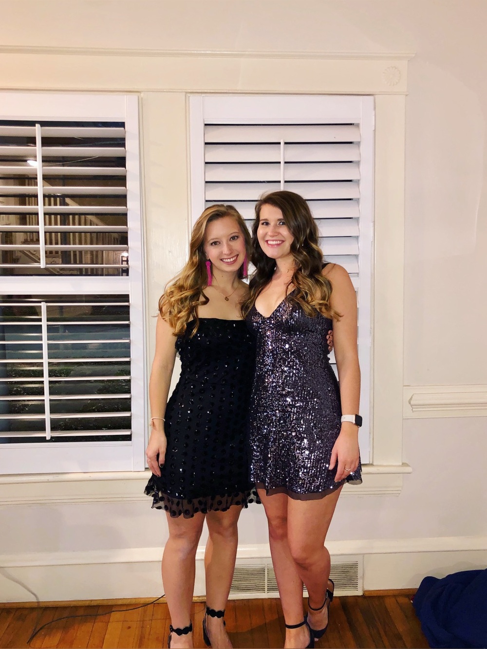 Polka dot sequin black dress